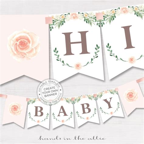 Floral Baby Shower Banner Pink Rose Baby Shower Bridal - Etsy