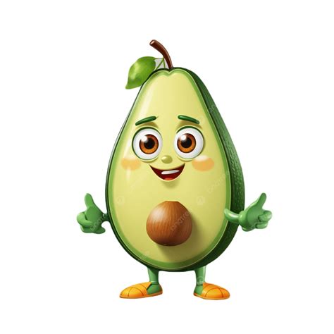 Cute Avocado Cartoon Character With Funny Face Vector Illustration, Cute Avocado Cartoon ...