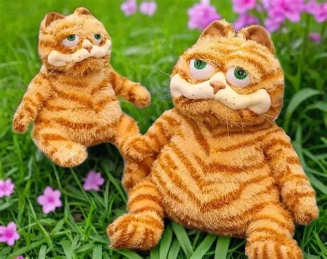 Vintage 80s 1981 Dakin Garfield Cat Holding Pooky Bear Eyes Closed 31 ...