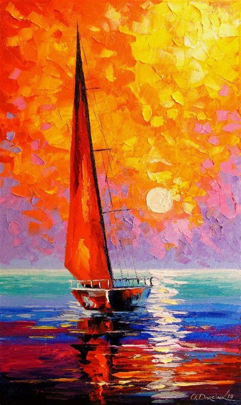 Sailboat, Original Paintings, , OLHA-DARCHUK133 | Landscape art painting, Art painting oil ...