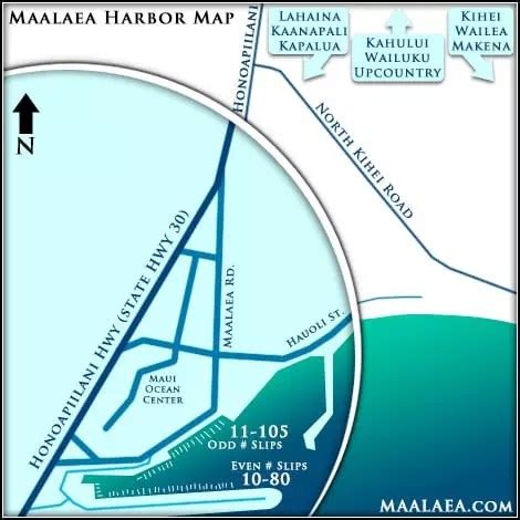 Maalaea Harbor Map - Slip #s, Parking, Restaurants, Directions