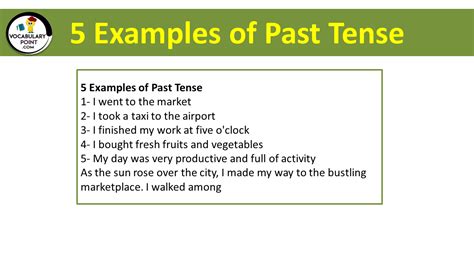 5 Examples of Past Tense - Vocabulary Point