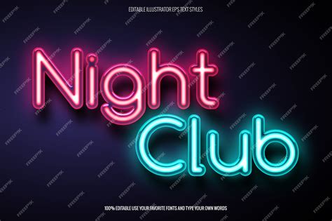 Premium Vector | Neon text effect for night club related design