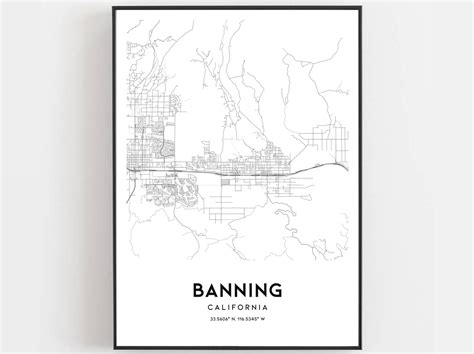 Banning Map Print Banning Map Poster Wall Art Ca City Map | Etsy