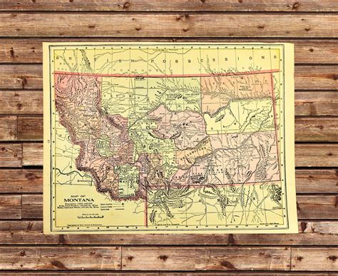 Antique Montana Map of Montana Wall Decor Art Early 1900s | Etsy