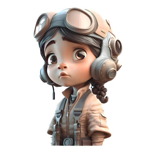 Experience Adventure with our 3D Pilot Girl Character PNG Transparent Background 22484678 PNG