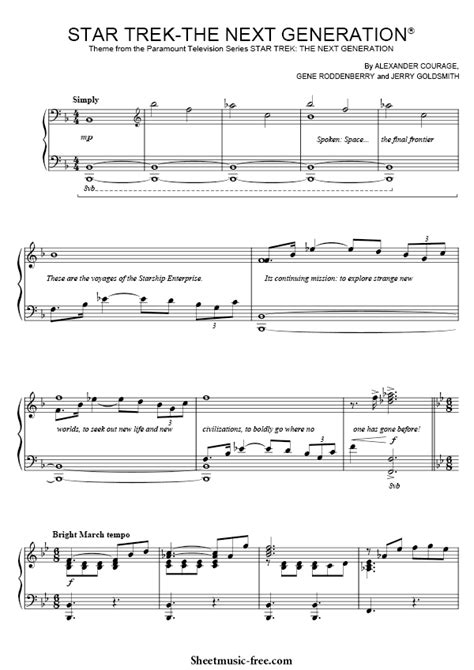 Star Trek Sheet Music Star Trek Piano Sheet Music - ♪ SHEETMUSIC-FREE.COM