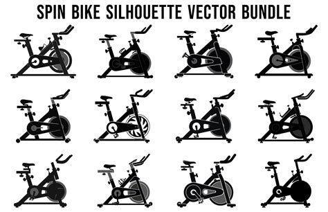 Set of Spin Bike Silhouette Vector Bundle, Indoor Exercise Machine ...