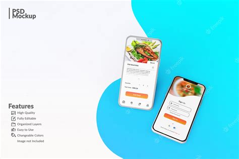 Premium PSD | Editable smartphone mock ups to display food app concept template