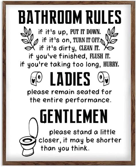 Elvoes Funny Bathroom Rules Sign, Ladies and | Ubuy South Africa