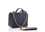 Chanel CC Filigree Vanity Case Quilted Medium Navy Blue in Caviar with Gold-tone