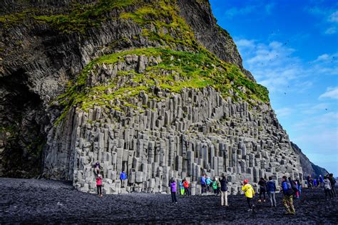 Basalt columns on Black Beach Reynisdrangar - Vik Iceland