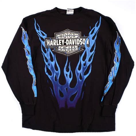 Vintage Harley Davidson Long Sleeve T-shirt Flames Rock 90s – For All ...