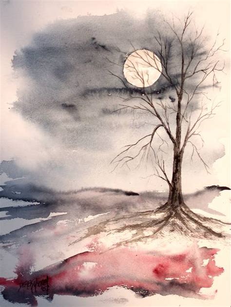 moon light gothic landscape painting by Derek McCrea