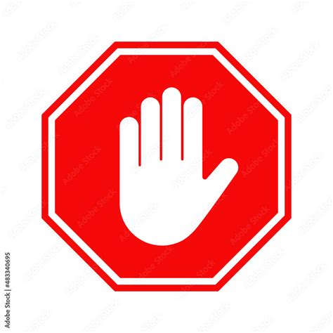 Stop hand gesture sign poster. Vector road sign with palm gesture. Traffic signal. Stock Vector ...