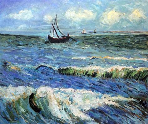 Seascape at Saintes Maries - Vincent Van Gogh at overstockArt.com ...