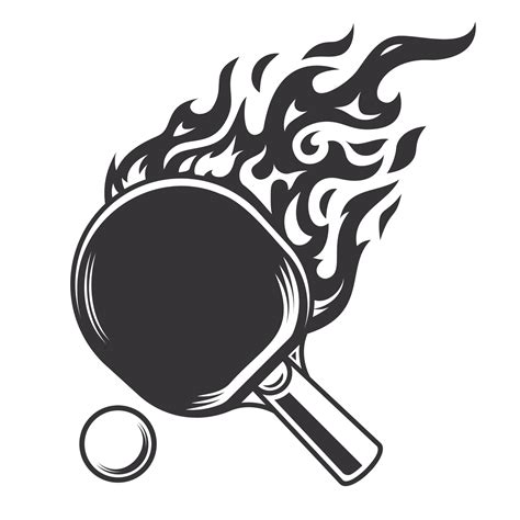 table tennis fire logosilhouette. Ping pong club Line art logos or icons. vector illustration ...