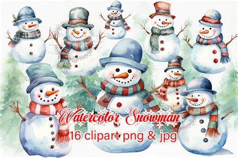 Winter Christmas Snowman Clipart Graphic by christina.clipart · Creative Fabrica