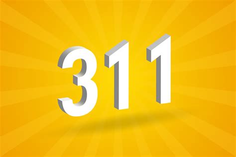 3D 311 number font alphabet. White 3D Number 311 with yellow background ...