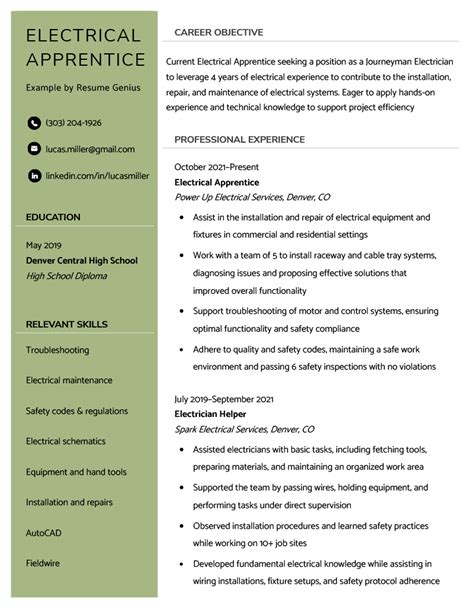 Electrician Resume (Sample & Expert Writing Tips) in 2024 | Writing ...