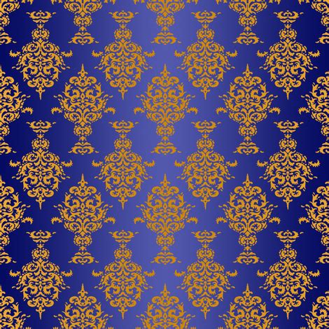 Damask Gold on Royal Blue wallpaper - linda_baysinger_peck - Spoonflower