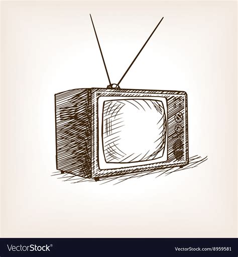 Tv set sketch style Royalty Free Vector Image - VectorStock