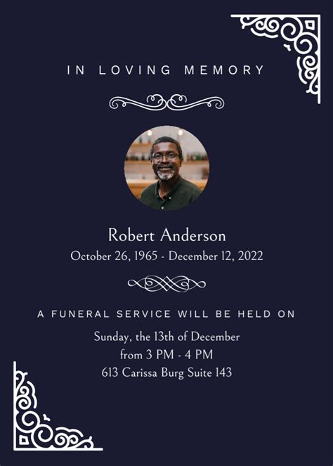 Funeral Memorial Service Announcement Online Invitation Template ...