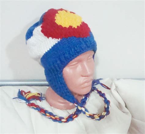 Colorado Flag Knit Winter Hat Colorado gifts for men Blue