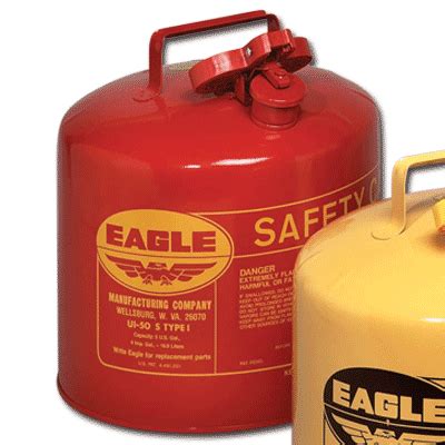 Eagle® Type I Safety Can: 5 Gallon Capacity, Red - Conney Safety