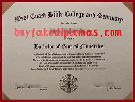 Fake West Coast Bible College and Seminary Degree | Buy Fake Diplomas ...