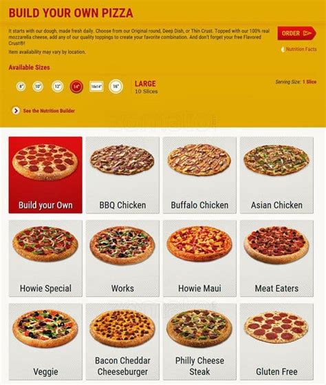 Hungry Howie's Pizza Menu - Urbanspoon/Zomato