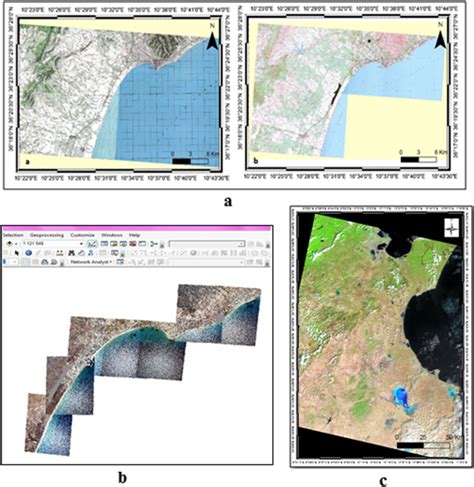 Topographic maps (a), aerial photographs (b) and satellite images (c ...