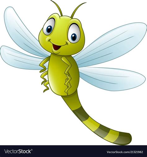 Cartoon dragonfly Royalty Free Vector Image - VectorStock | Dragonfly drawing, Cute cartoon ...