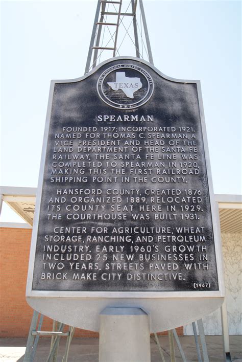 Spearman - TEXAS HISTORICAL MARKERS