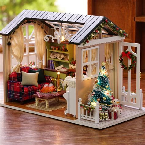 DIY Wooden House Miniaturas with Furniture DIY Miniature House Dollhouse Toys for Children ...