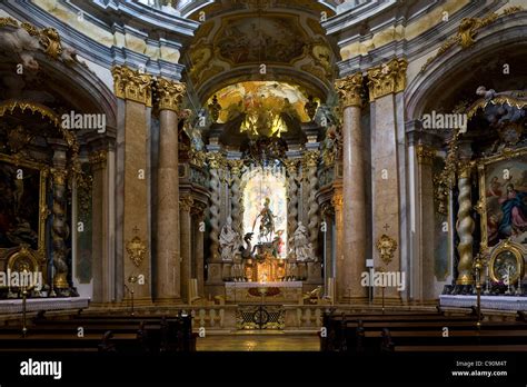 Interior view of Weltenburg monastery, Benedictine abbey, Weltenburg ...