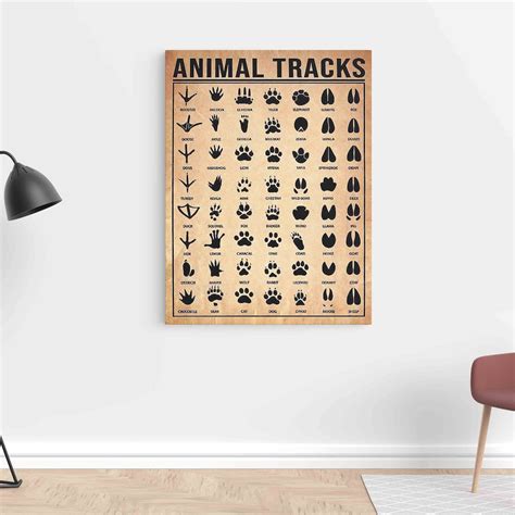 Animal Tracks Poster Woodland Animal Prints Canvas Vintage - Etsy