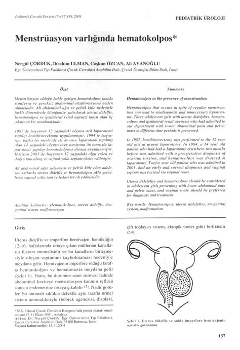 (PDF) Hematocolpos in the presence of menstruation