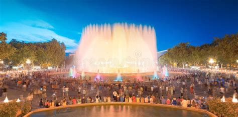 Night View of Magic Fountain in Barcelona Stock Image - Image of fountain, erupt: 43874081