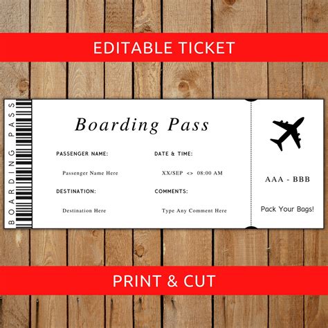 Editable Boarding Pass Template Printable Boarding Pass Customizable | sexiezpix Web Porn