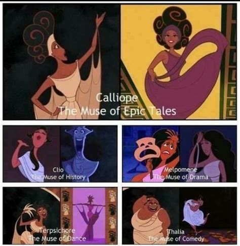 The 5 muses:Calliope Clio Melpomene Terpsichore Thalia | Sassy disney ...