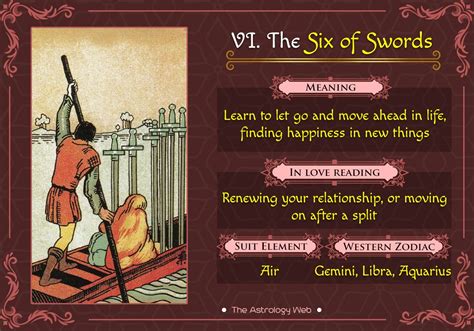 The Six of Swords Tarot | The Astrology Web | Swords tarot, Tarot interpretation, Tarot card ...