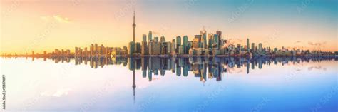 Toronto Skyline Mirror Panorama Stock Photo | Adobe Stock