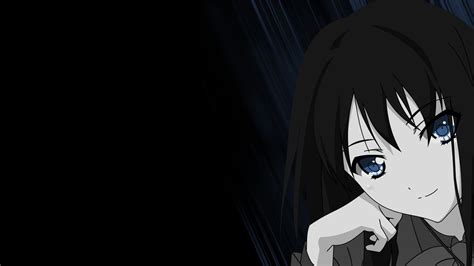 Wallpaper : anime girls, darkness, screenshot, computer wallpaper, black and white, monochrome ...