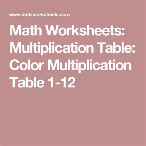 Math Worksheets: Multiplication Table: Color Multiplication Table 1-12 | Multiplication table ...