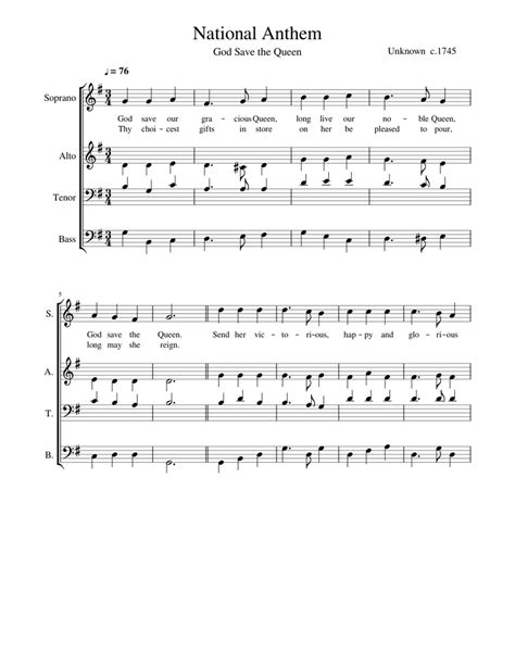 National Anthem Sheet music for Voice | Download free in PDF or MIDI | Musescore.com