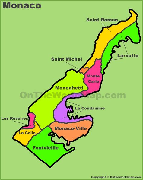 Administrative divisions map of Monaco