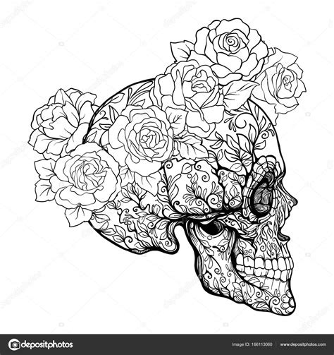 Sugar Skull Rose Drawing