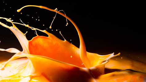 Orange Paint Splash In Black Background HD Orange Aesthetic Wallpapers ...