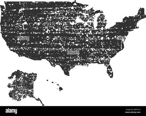 Black grunge USA map. Stock Vector illustration isolated on blue background Stock Vector Image ...